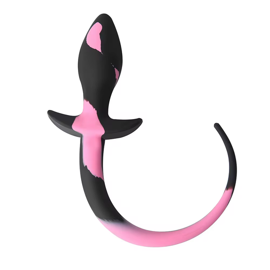 Pup Tail Butt Plug - Black & Pink